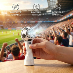 Portable Football Design Handheld Fan, USB Rechargeable Mini Fan, High-Velocity Portable USB Cooling Fan with Digital Display, Mini Soccer Desk Fan for Sports & Travel