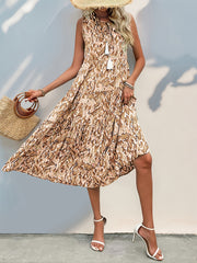 Spring/Summer Vacation Women'S Sleeveless Bohemian Style Fringed Tie-Up Printed Dress