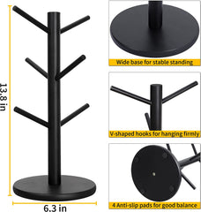Mylifeunit Mug Holder Tree, Coffee Cup Holder with 6 Hooks (Black)