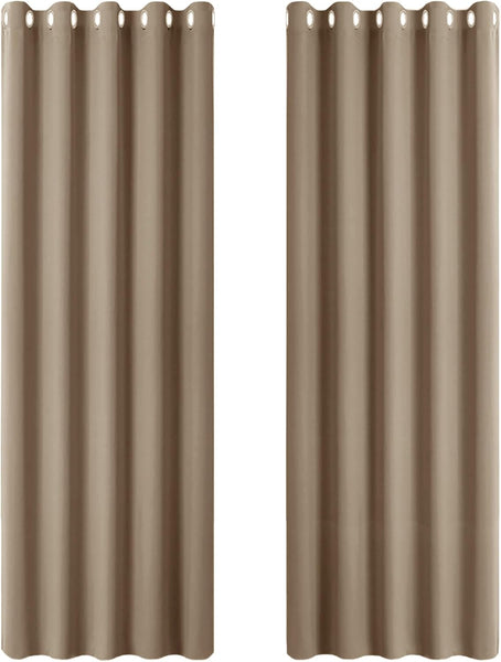 PONY DANCE Grey Blackout Thermal Insulated Curtains for Bedroom, 46 X 54 Inch Short Eyelet Curtains & Drapes, Soft Black Out 2 Panels for Window Living Room/Kitchen