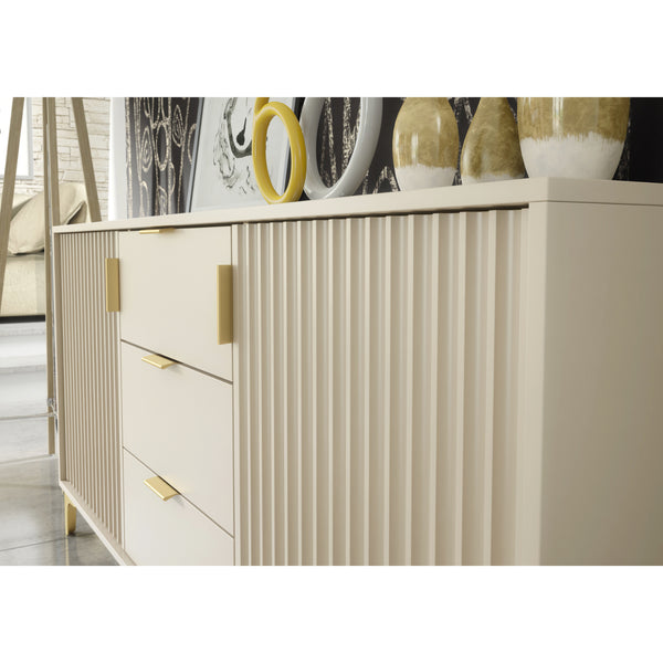 Tide Crest 140cm Modern Sideboard with Gold Accents and Storage