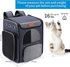 Morpilot® Cat Carrier Backpack, Foldable Pet Backpack Carrier for Cats and Small Dogs, Breathable Dog Carrier Backpack with Inner Safety Leash + Folding Dog Bowl Ideal for Hiking Traveling Outdoor Use