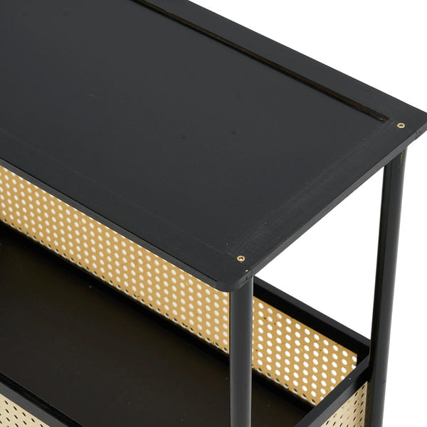 Movable sofa side table, large capacity, 50x30x70cm, double-layer design for living room and kitchen organization, versatile wicker-pattern storage basket, rolling side table, bedroom bedside storage side table, ideal for living rooms, bedrooms, and famil