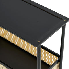 Movable sofa side table, large capacity, 50x30x70cm, double-layer design for living room and kitchen organization, versatile wicker-pattern storage basket, rolling side table, bedroom bedside storage side table, ideal for living rooms, bedrooms, and famil