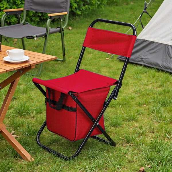 1PC Folding Chair with Storage, Foldable Fishing Seat Lightweight Chair, Portable Chair Home, Small/Large More Colors
