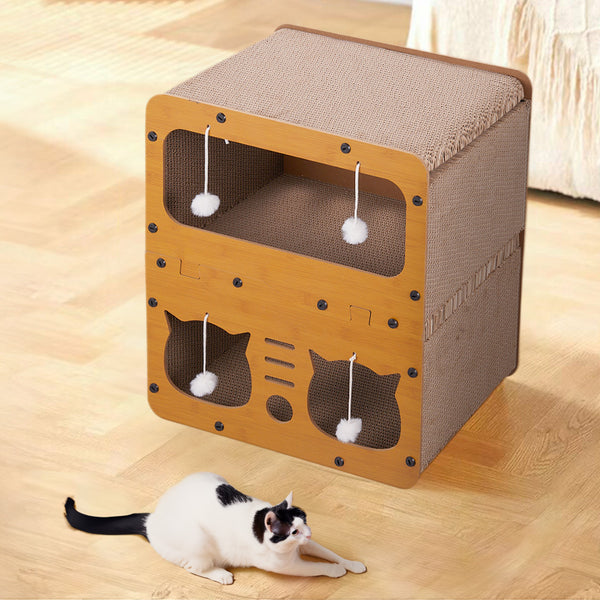 Cardboard Cat Scratchers, Cat Scratching Board, Double Layer Cat Scratch Box, Cat Hideaway, Corrugated Cat Toy Box for Indoor, for Indoor Cats & Small Animals 45*28*51cm