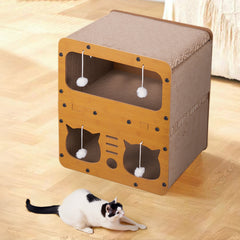 Cardboard Cat Scratchers, Cat Scratching Board, Double Layer Cat Scratch Box, Cat Hideaway, Corrugated Cat Toy Box for Indoor, for Indoor Cats & Small Animals 45*28*51cm