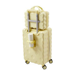 2pcs Luggage Set Cabin Suitcase, Lightweight Luggage Hard Shell Travel Trolley Case, Travel Suitcase Sets with Cup Holder and Hook, Carry on Hand Cabin Luggage with Beauty Case