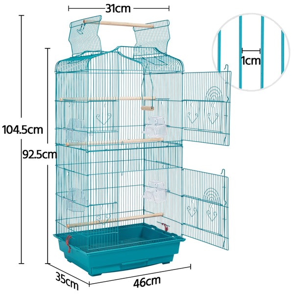 Costoffs Bird Cage Open Top Metal Birdcage with Tray, Feeders, Double-Door, 104.5cm Height