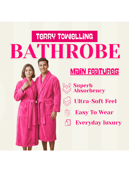 Mens and Ladies Shawl Collar Bathrobe 100% Egyptian Cotton Unisex Shawl Collar Dressing Gown Terry Towelling Bathrobe One Size