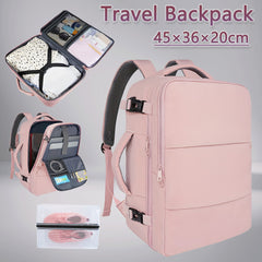 Easyjet Cabin Bag 45x36x20 Underseat, Large Capacity Travel Backpack for Women, Airline Approved Carry On Luggage Rucksack, Multifunctional Laptop Backpack with Shoe Pouch for Business, School, and Daily Commute, Pink