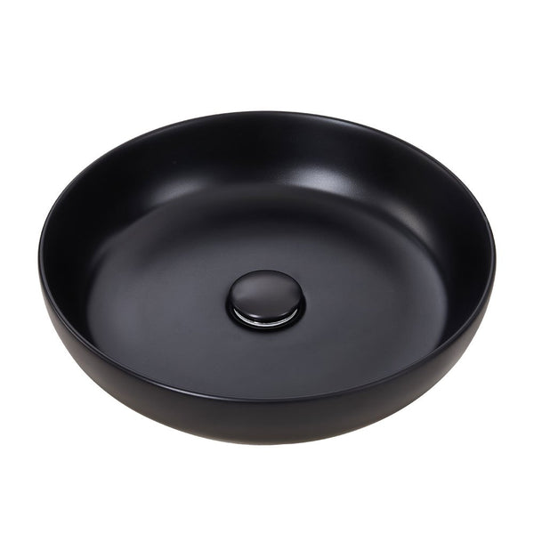 Black/Pink Round Washbasin, 400*400*110MM, includes drain assembly, elegant and stylish home decor washbasin, easy to clean, suitable for bathrooms, hotel restrooms, and balconies.