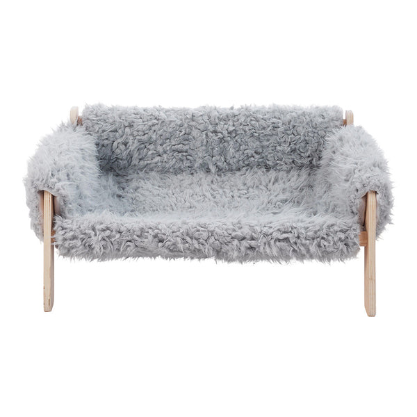 Large Cat Sofa Dog Bed, Sturdy Wooden Pet Sofa for Indoor Cats, Soft Cat Couch Wooden Cats Hammock Suitable for Kitten, Puppy Gray 56x45x27cm