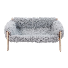 Large Cat Sofa Dog Bed, Sturdy Wooden Pet Sofa for Indoor Cats, Soft Cat Couch Wooden Cats Hammock Suitable for Kitten, Puppy Gray 56x45x27cm