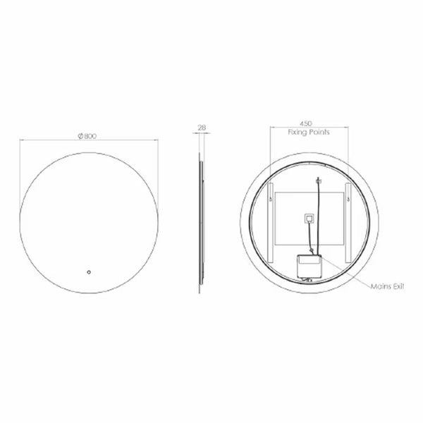 Tavistock Scene Illuminated round Mirror 800Mm