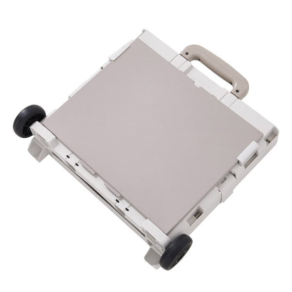 Grey/ Green Foldable Office Trolley, Portable Folding Shopping Trolley, Two-wheel Large-capacity Storage Box, Portable Pushable Shopping Cart Storage Box, Adjustable Railings