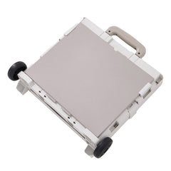 Grey/ Green Foldable Office Trolley, Portable Folding Shopping Trolley, Two-wheel Large-capacity Storage Box, Portable Pushable Shopping Cart Storage Box, Adjustable Railings