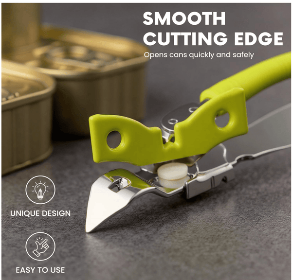 Stainless Steel Butterfly Portable Manual Can Opener - Safe, Heavy Duty Tin Opener UK with Non-Slip Handle and Easy Grip- Ideal for Kitchen