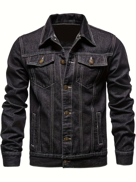 Men's Casual Slim Jacket Vintage Lapel Denim Jacket