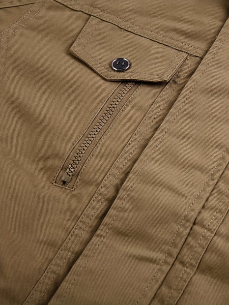 Men's Tactical Jacket with Multiple Pockets, Practical Workwear Style Coat