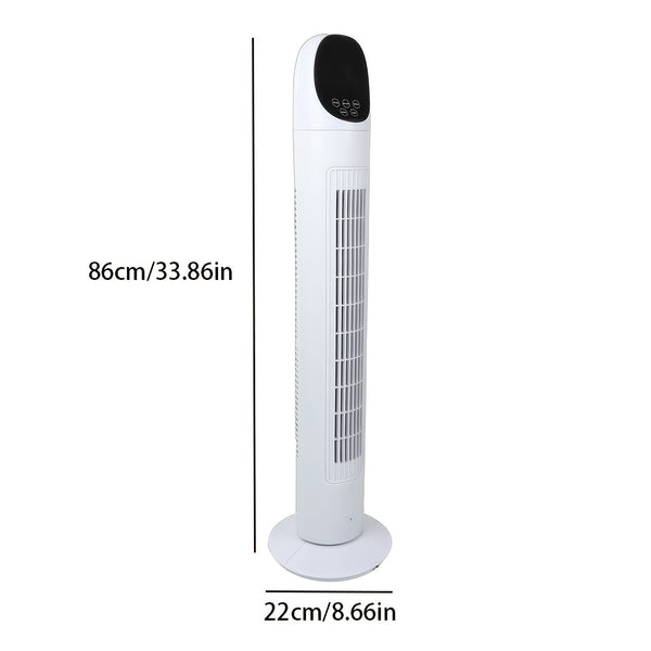 86.36cm Tower Fan, Electric Standing Floor Fan for Cooling with Remote Control, 7.5 Hour Timer LED Display, 65-75 Oscillation, 3 Modes, 3 Speeds, for Home, Office, Living Room, Bedroom, White