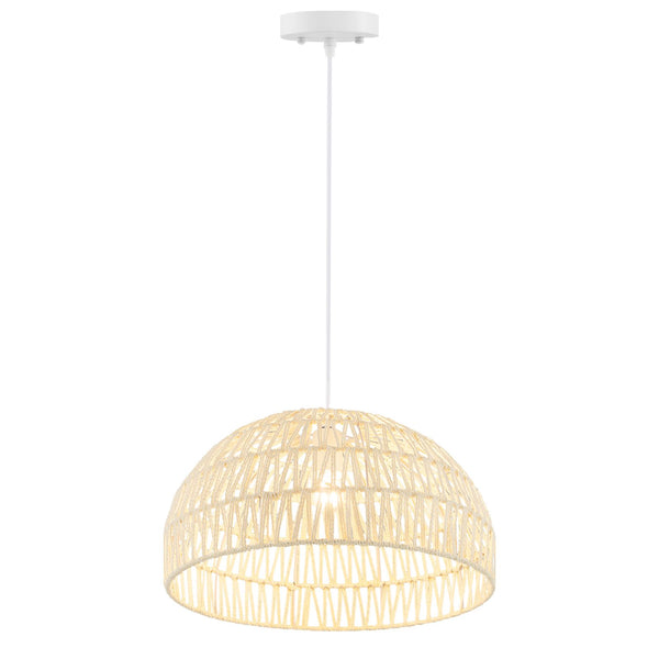 Dome Paper Pendant Ceiling Light with Adjustable Hanging Rope