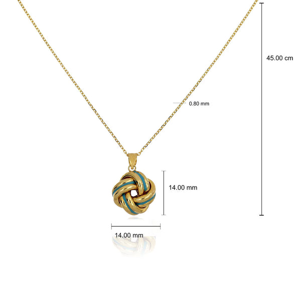 14Ct Yellow Gold Enamel Love Knot Necklace