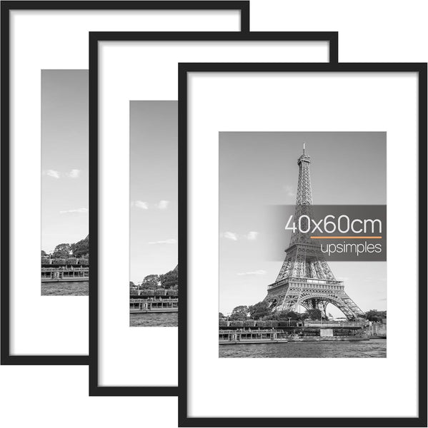 3 Pack A4 Picture Frame, A4 Black Picture Frames 21 X 29,7 Cm, Frame Wall Hanging Landscape or Portrait Orientation