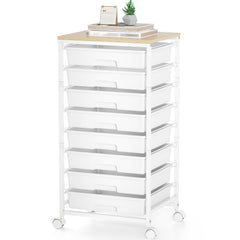 KINGRACK Heavy-Duty Rolling Storage Cart with 8 Drawers & Tabletop - Stackable Mobile Organizer Trolley, Suitable for Home, Office, Bedroom, Classroom, Space-Saving with Assembly, Tabletop Shelf for Small Spaces, Storage Drawer Units
