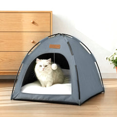Cat Tent Cave Open Top Pet Kitten Tent Foldable Teepee with Removable Bed Mat for Small Dogs Cozy Monitoring Bed Portable Breathable House Bed Indoor Outdoor Travel