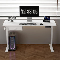 Electric Standing Desk, Sit Stand Table, Height Adjustable Electric Standing Computer Desk with USB Charging Port and Desk Drawer for Home Office