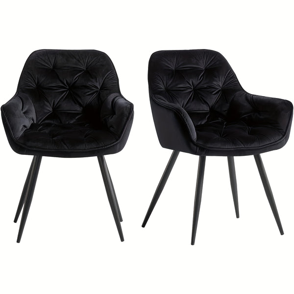 Dining Chairs with Velvet Thick Padded Upholstered Kitchen Tub Chair Armchair with Backrest Metal Legs Living Room Reception Leisure Chairs for Bedroom Lounge Office