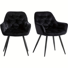 Dining Chairs with Velvet Thick Padded Upholstered Kitchen Tub Chair Armchair with Backrest Metal Legs Living Room Reception Leisure Chairs for Bedroom Lounge Office