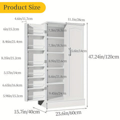 Modern White Wooden Kitchen Pantry Cabinet with Doors & Adjustable Shelves – Spacious Storage Organizer for Dishes, Utensils, and Food in the Kitchen, Living Room, or Dining Area, Kitchen Organizers And Storage