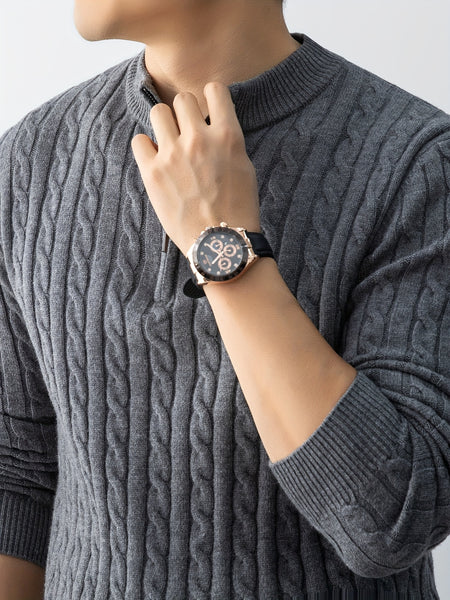 Christmas Gift for Men, New Twist Zipper Collar Pullover Sweater, Autumn And Winter Style, with Velvet, Thickened, Warm And Cold-Resistant, Can Be Worn Inside Or Outside, Casual And Versatile Essential, Knit