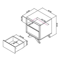 Bentley Designs Brunel Scandi Oak & Dark Grey One Drawer Nightstand, 2 Pack