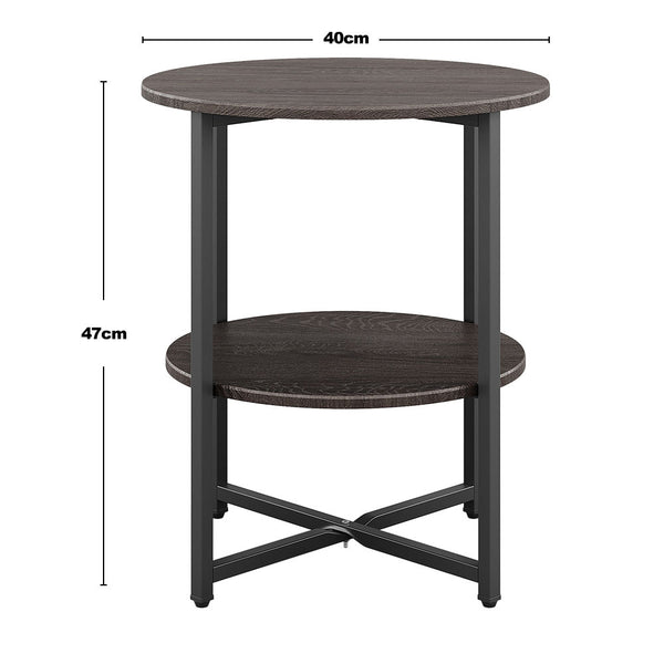 2-Tier Round Side Table - Multi-Level Storage Coffee Table for Plants/Lamps, Space-Saving Sofa/Bedside Organizer (15.75×15.75×18.5