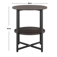 2-Tier Round Side Table - Multi-Level Storage Coffee Table for Plants/Lamps, Space-Saving Sofa/Bedside Organizer (15.75×15.75×18.5