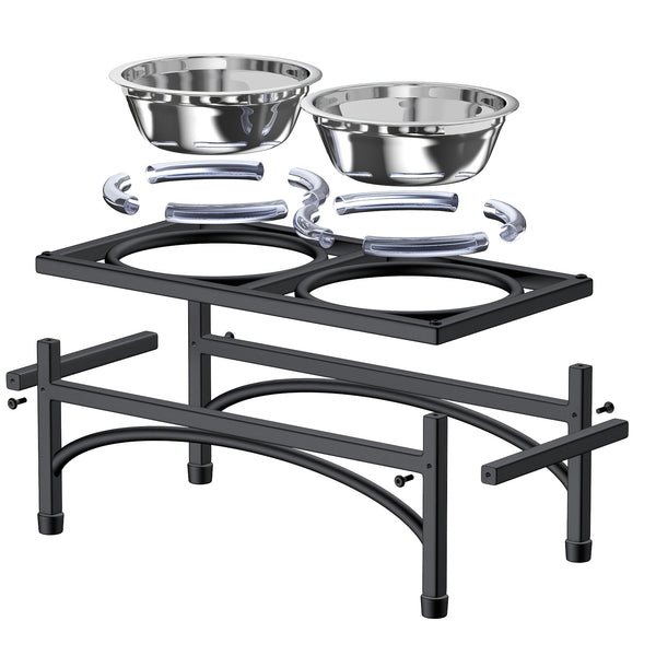 Elevated Double Dog Bowls Feeder with Stainless Steel Water and Food Dishes for Dogs, Pet Feeder, Food Bowl, Two
