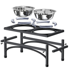 Elevated Double Dog Bowls Feeder with Stainless Steel Water and Food Dishes for Dogs, Pet Feeder, Food Bowl, Two