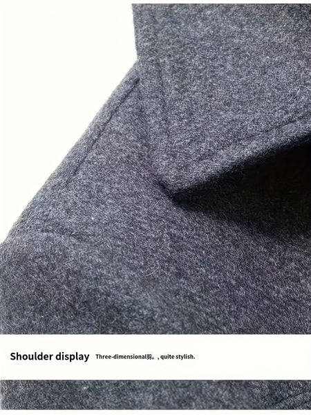 New Autumn And Winter 802 Detachable Double-Layer Collar Thick Velvet Blend Overcoat for Men