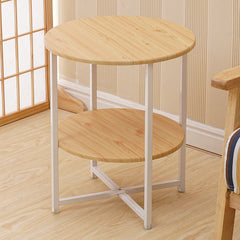 2-Tier Round Side Table - Multi-Level Storage Coffee Table for Plants/Lamps, Space-Saving Sofa/Bedside Organizer (15.75×15.75×18.5