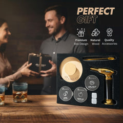 MIXOLOGIC Whiskey Smoker Kit with Torch, 6 Wood Chips, Ice Stones & Accessories, Old Fashioned Whisky Set, Cocktail Smoker for Drinks, Bourbon Infuser, Gift for Men, Husband, Dad (No Butane)
