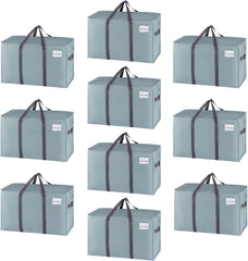 VENO 8 Pack Extra Large Moving Storage Bags with Zips, Heavy-Duty Organizer Tote, Moving Box Alternative, Packing Supply, Clothes Storage Bin, Tag Pocket for Label, Water-Resistant (Clear, 8 Pack)
