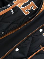 2025 New Men's Winter Warm Jacket with Letter Embroidery, Thickened Warm Casual Hooded 2-in-1 Look Padded Coat, Camping Christmas New Arrival
