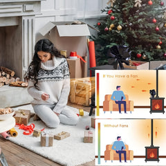 Heat-Powered Wood Stove Fan Compatible for wood/ pellet/ log burners - 8-Blade Portable Fireplace Fan with Temperature Reminder, Non-Electric Air Circulation System, Stove Top Fan for log burners & Fireplaces