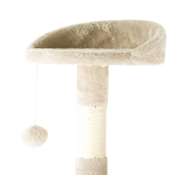1pc 4-storey Luxury Super-large Cat Climbing Frame Cat Platform 40cm * 40cm * 122cm15.74in * 15.74in * 48.03in Beige Cat Tree Thick Hemp Tied with Thick Support Column Thick Density Board Durable for Cats, Indoor Use, Perfect Gift for Cats Cat