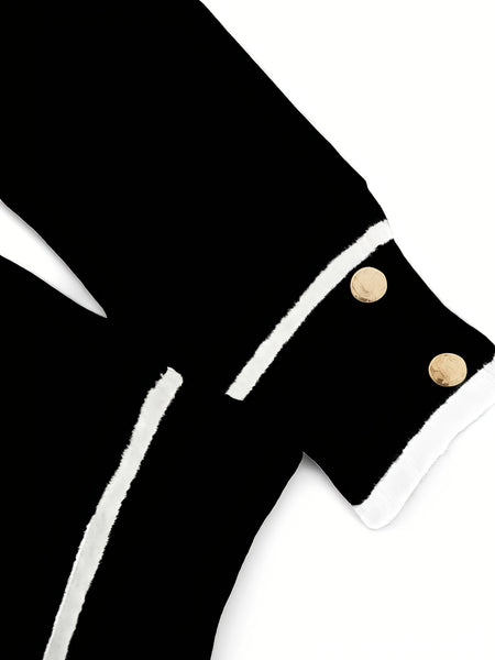 Women's Pullover Sweater for Autumn/Winter, Can Be Worn as an Inner or Outer Layer, Comfortable, Warm, Elegant, and Features a Spicy Design with a Spliced Lapel and Exquisite Metal Buttons. Suitable for Commuting, Dates, and Valentine's Day