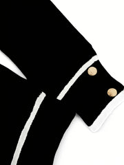 Women's Pullover Sweater for Autumn/Winter, Can Be Worn as an Inner or Outer Layer, Comfortable, Warm, Elegant, and Features a Spicy Design with a Spliced Lapel and Exquisite Metal Buttons. Suitable for Commuting, Dates, and Valentine's Day