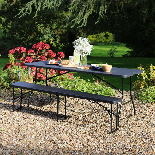 6ft Folding Trestle Table 1.8M Heavy Duty Picnic Folding Table for Indoor Outdoor